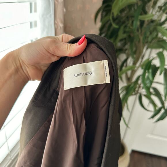 Suistudio - Blazer - Cameron Single Breasted Italian Wool Jacket - Brown - Sz 4 - Picture 6 of 16